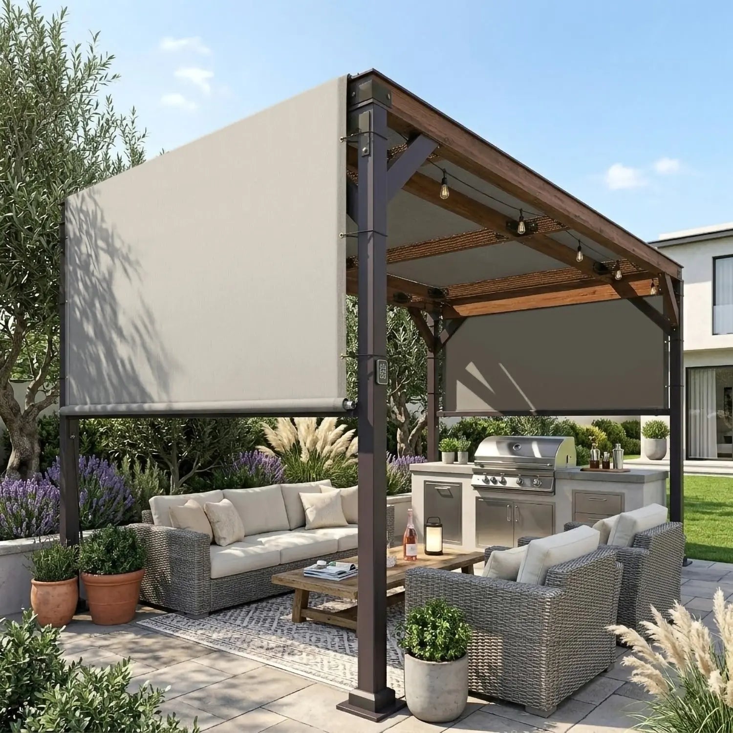 [Custom] With Rod Pergola Replacement Cover Commercial Grade 260 GSM Royal Shade USA
