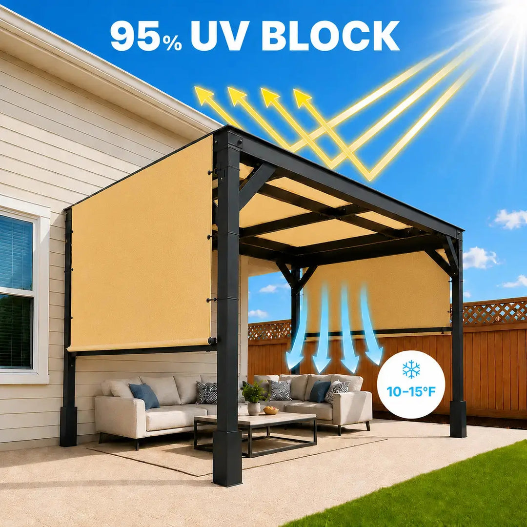 Pergola Sun Shade Canopy Replacement Cover (With Rods） Royal Shade USA