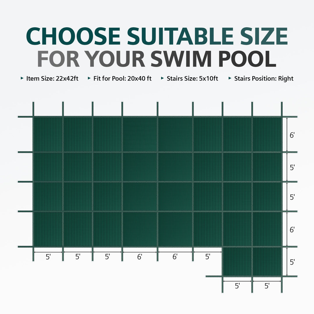 Royal Shade 20 x 40 ft Solid Heavy-Duty Pool Safety Cover With 5 x 10 ft Step Royal Shade USA