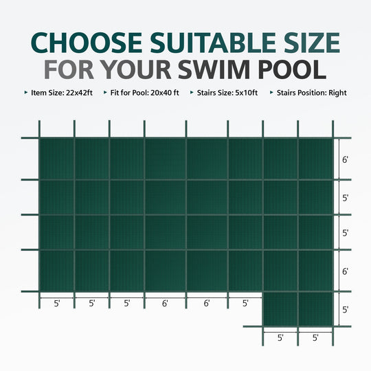 Royal Shade 20 x 40 ft Solid Heavy-Duty Pool Safety Cover With 5 x 10 ft Step Royal Shade USA