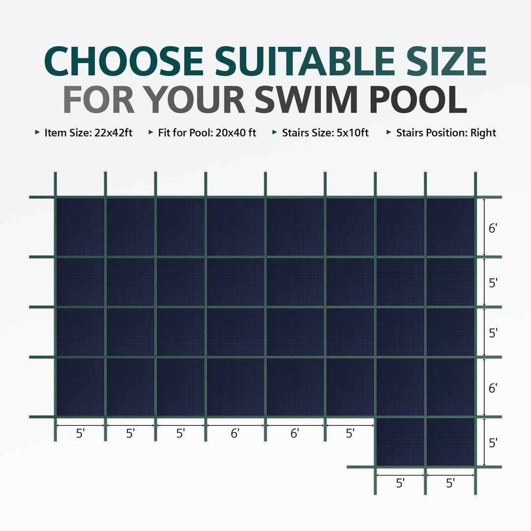 Royal Shade 20 x 40 ft Solid Heavy-Duty Pool Safety Cover With 5 x 10 ft Step Royal Shade USA