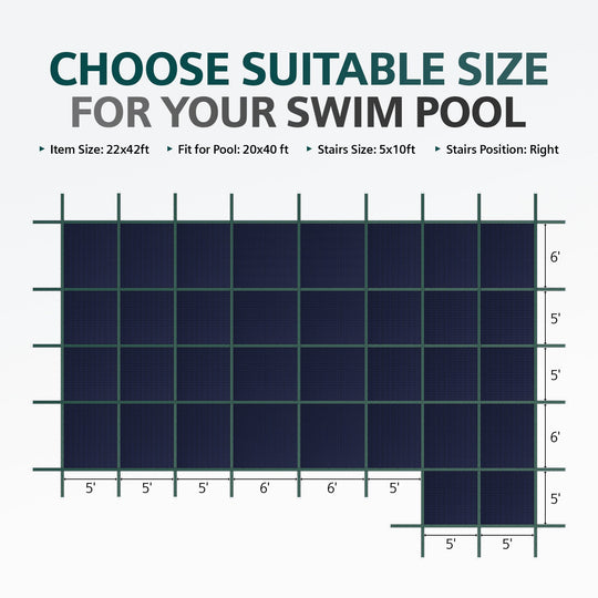 Royal Shade 20 x 40 ft Solid Heavy-Duty Pool Safety Cover With 5 x 10 ft Step Royal Shade USA