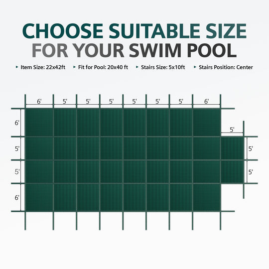 Royal Shade 20 x 40 ft Solid Heavy-Duty Pool Safety Cover With 5 x 10 ft Step Royal Shade USA