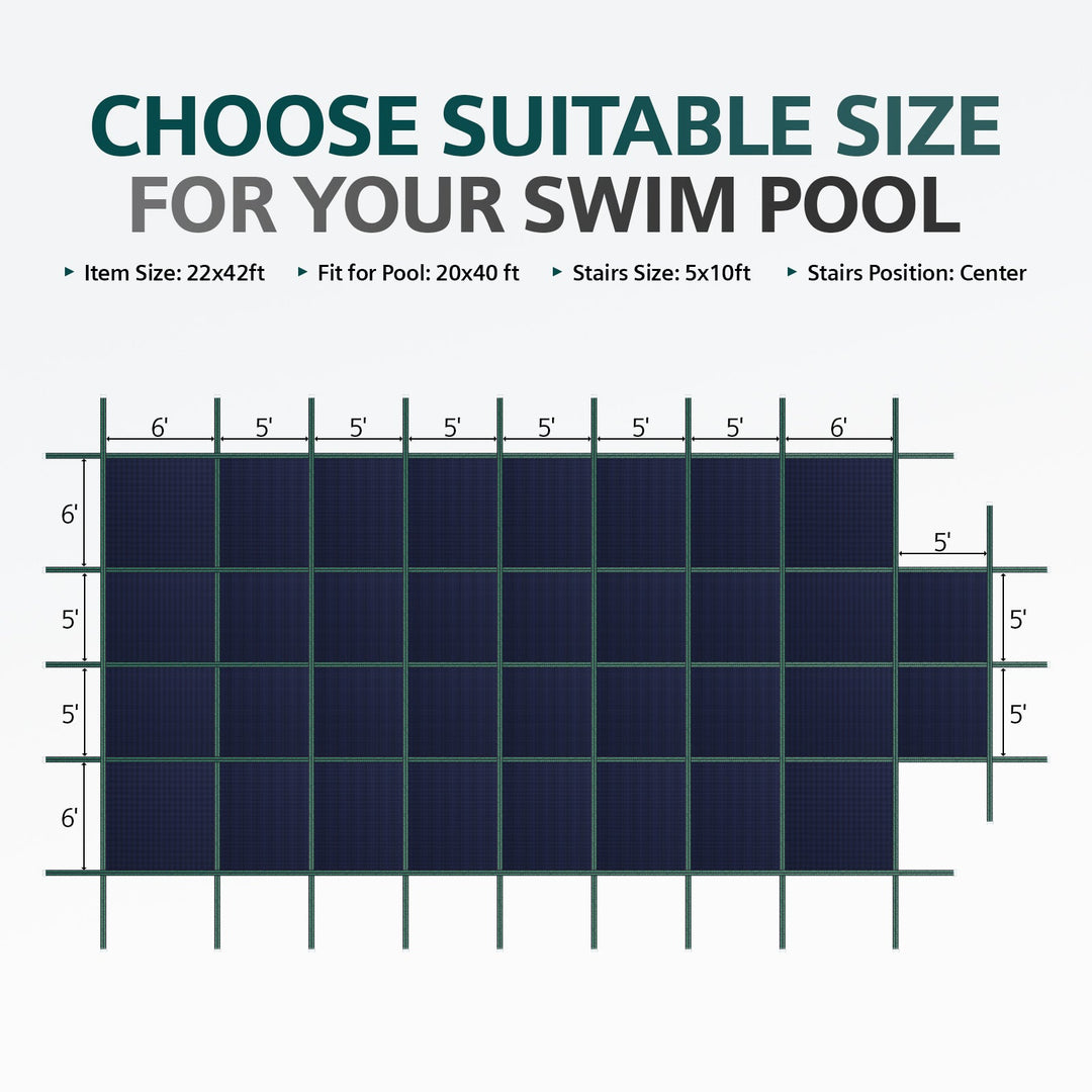 Royal Shade 20 x 40 ft Solid Heavy-Duty Pool Safety Cover With 5 x 10 ft Step Royal Shade USA