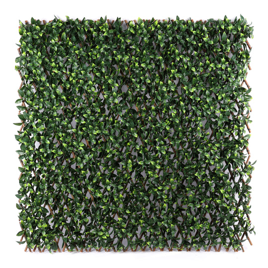 Royal Shade Laurel Expandable Hedge Faux Leaf, Boxwood Retractable Artificial Ivy Trellis Fence Screen - Commercial Grade for Privacy Wall Screen