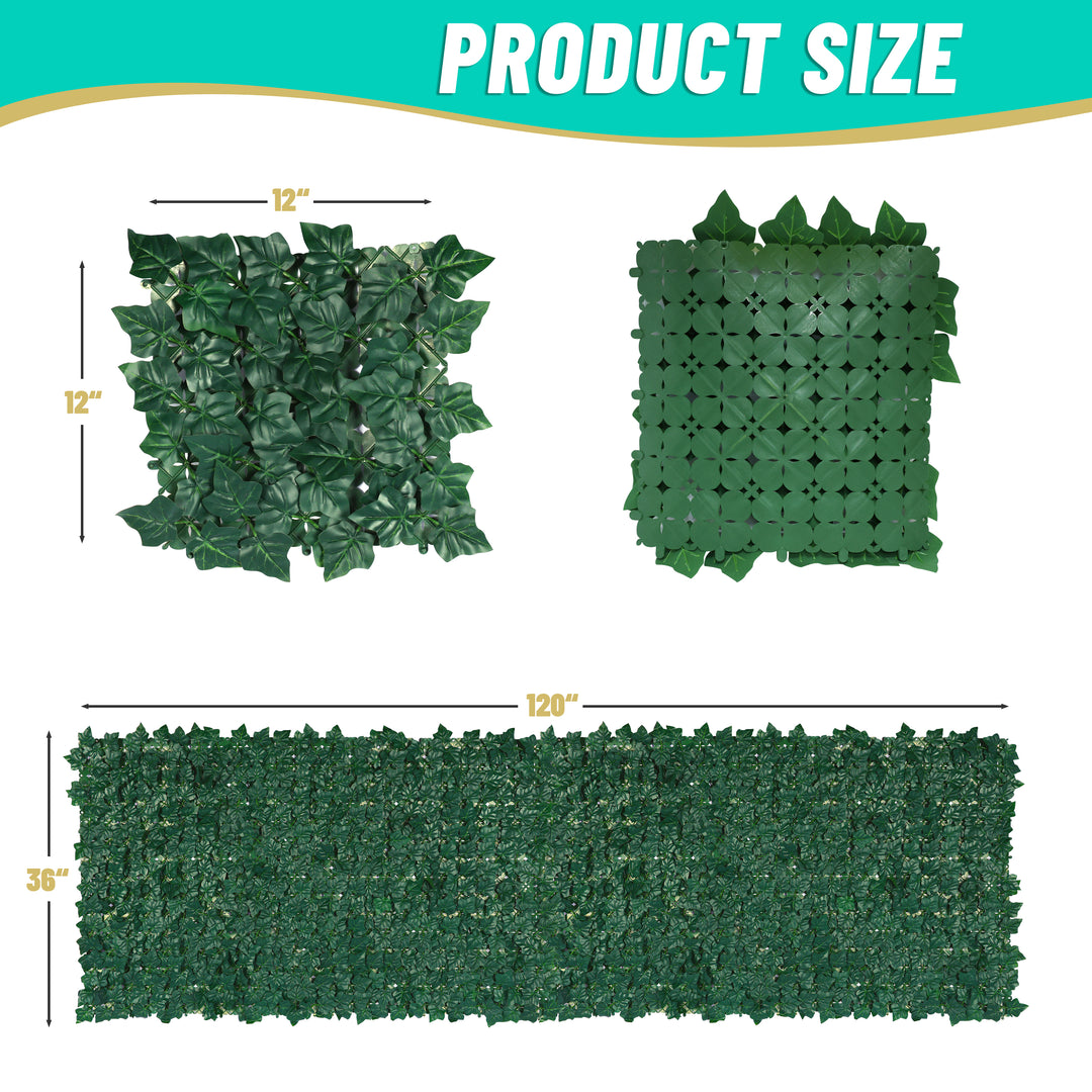 Artificial Ivy Privacy Fence & Grass Backdrop Wall, Faux Leaves Hedges Panels for Outdoor, Indoor Decor - 3 Years Warranty