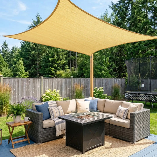 Rectangle Sun Shade Sails Canopy, 200 GSM HDPE Fabric Shade