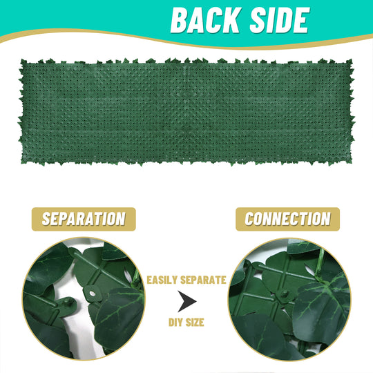 Artificial Ivy Privacy Fence & Grass Backdrop Wall, Faux Leaves Hedges Panels for Outdoor, Indoor Decor - 3 Years Warranty