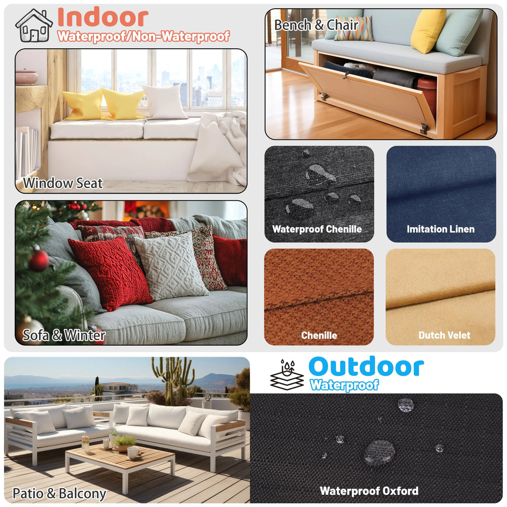 【Custom】Dutch Velet Fabric Seat Cushion, Indoor Bench Cushion Royal Shade USA
