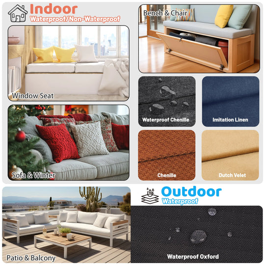 【Custom】Imitate Linen Fabric Seat Cushion, Indoor Bench Cushion Royal Shade USA