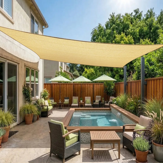 Rectangle Sun Shade Sails Canopy, 200 GSM HDPE Fabric Shade