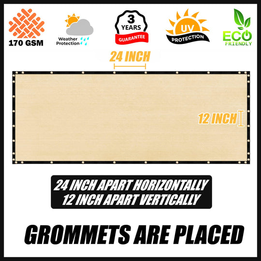 5 ft Fence Privacy Screen W Brass-Grommets 170 GSM Royal Shade