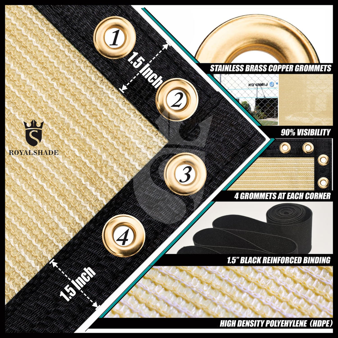 5 ft Fence Privacy Screen W Brass-Grommets 170 GSM Royal Shade