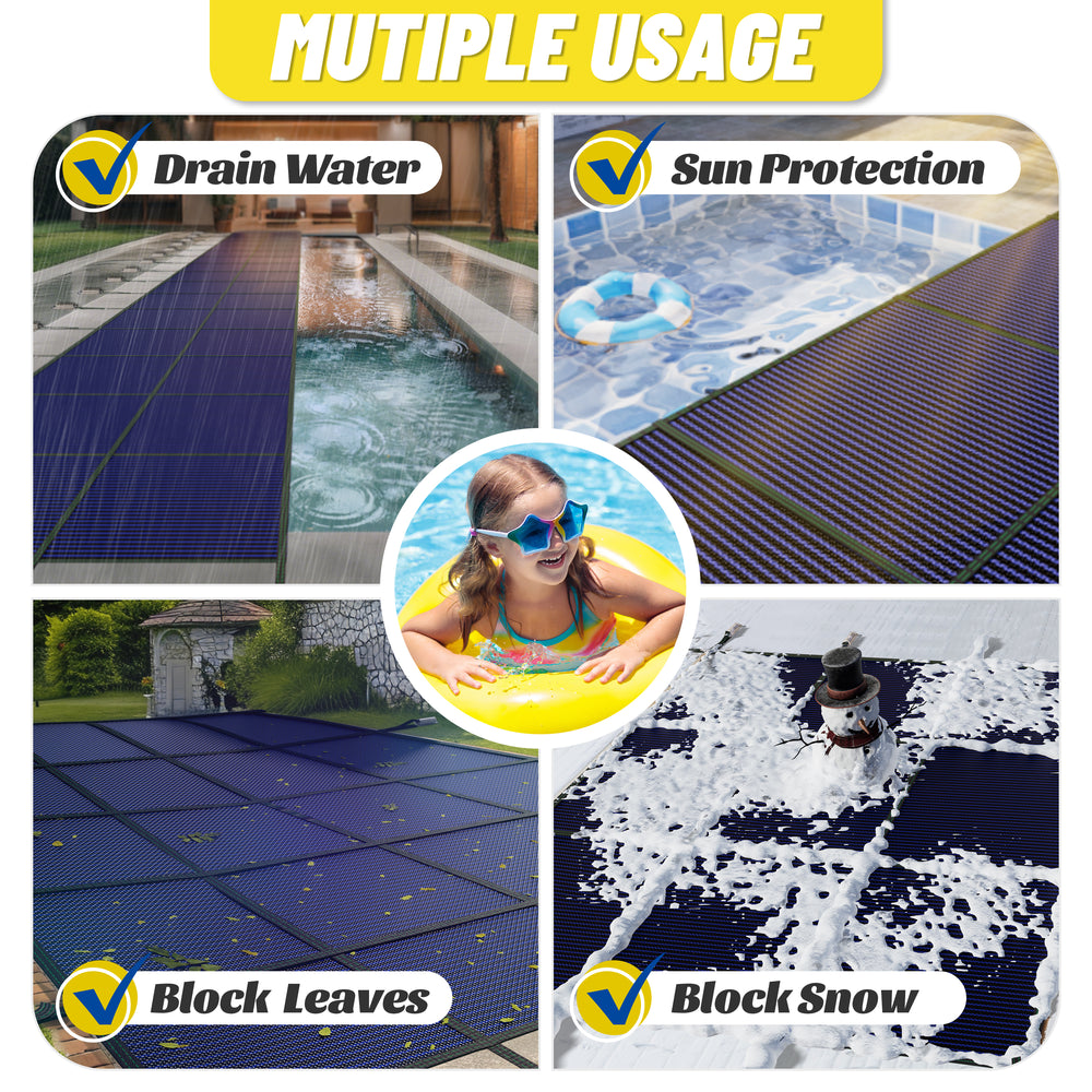 Royal Shade 16' x 40' Blue/Green Rectangle Winter Swimming Safety Pool Cover High Strength Mesh Triple Stitched With Installation Hardware