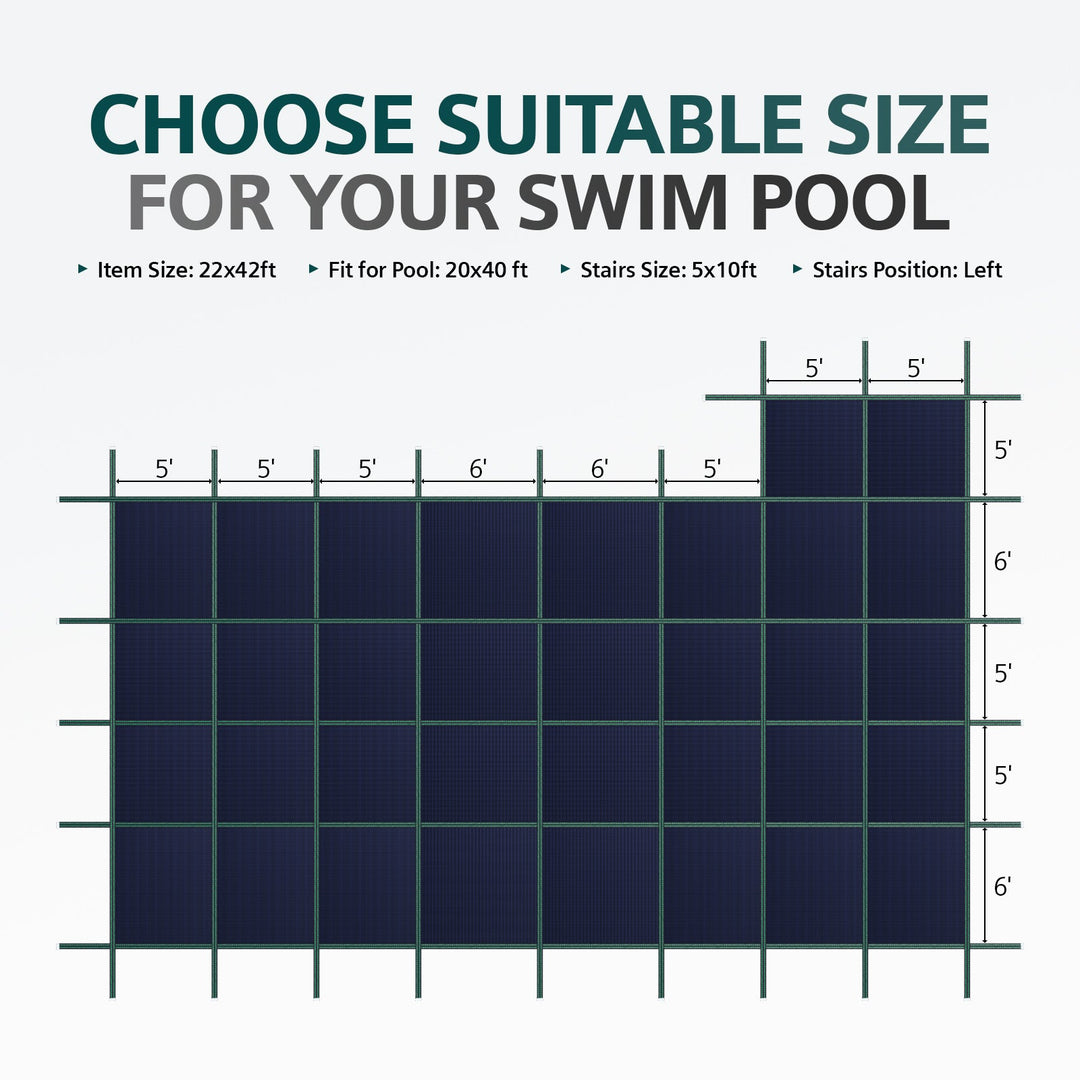 Royal Shade 20 x 40 ft Solid Heavy-Duty Pool Safety Cover With 5 x 10 ft Step Royal Shade USA