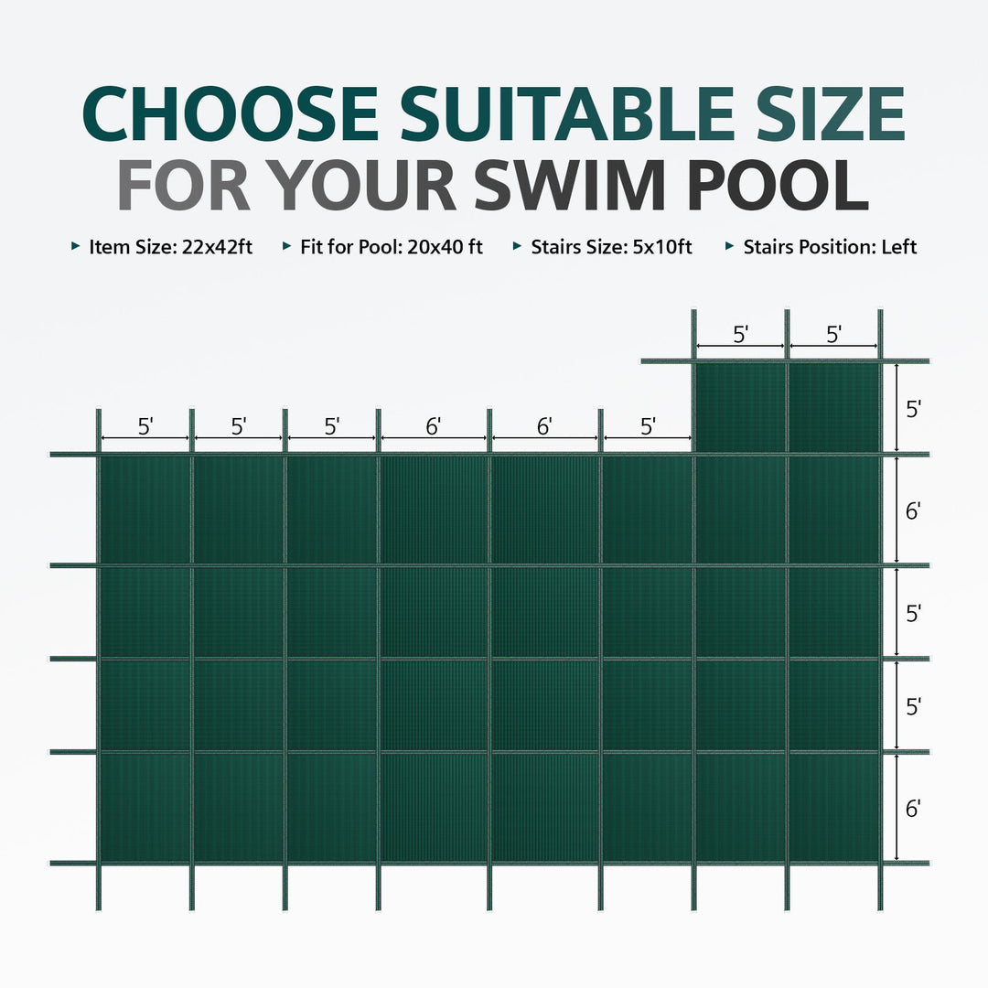 Royal Shade 20 x 40 ft Solid Heavy-Duty Pool Safety Cover With 5 x 10 ft Step Royal Shade USA