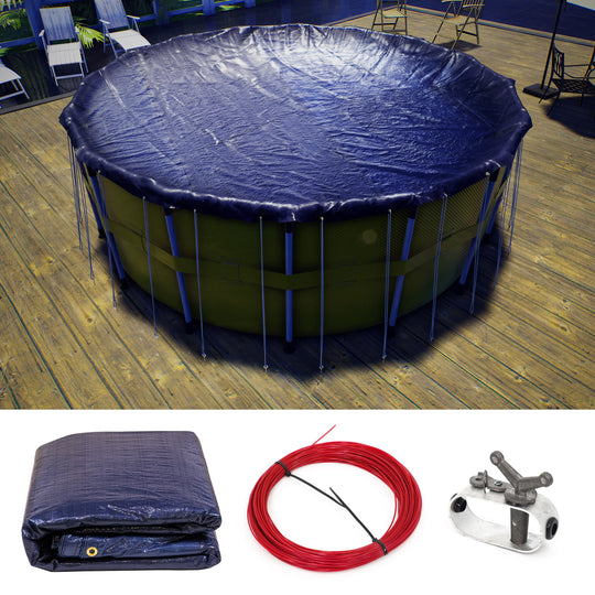 Round Navy Blue In Ground Winter Pool Cover - Royal Shade USA