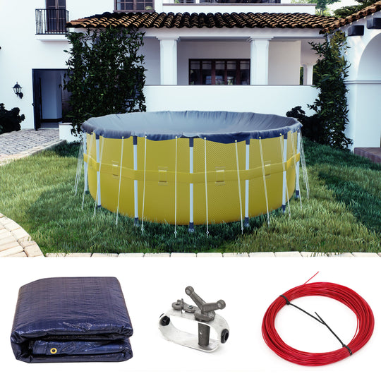 Navy Blue Winter Pool Cover with 4 ft. Overlap
