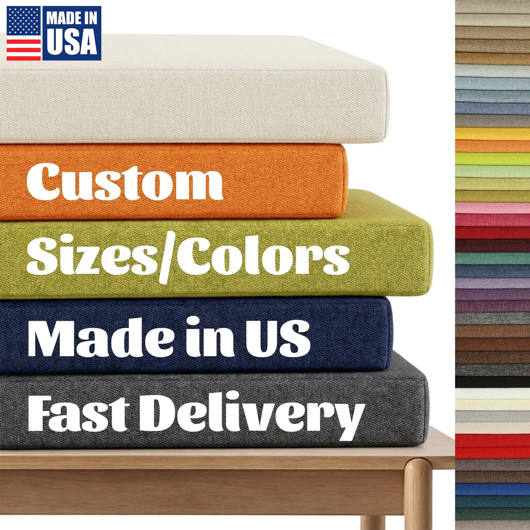 【Custom】Imitate Linen Fabric Seat Cushion, Indoor Bench Cushion Royal Shade USA