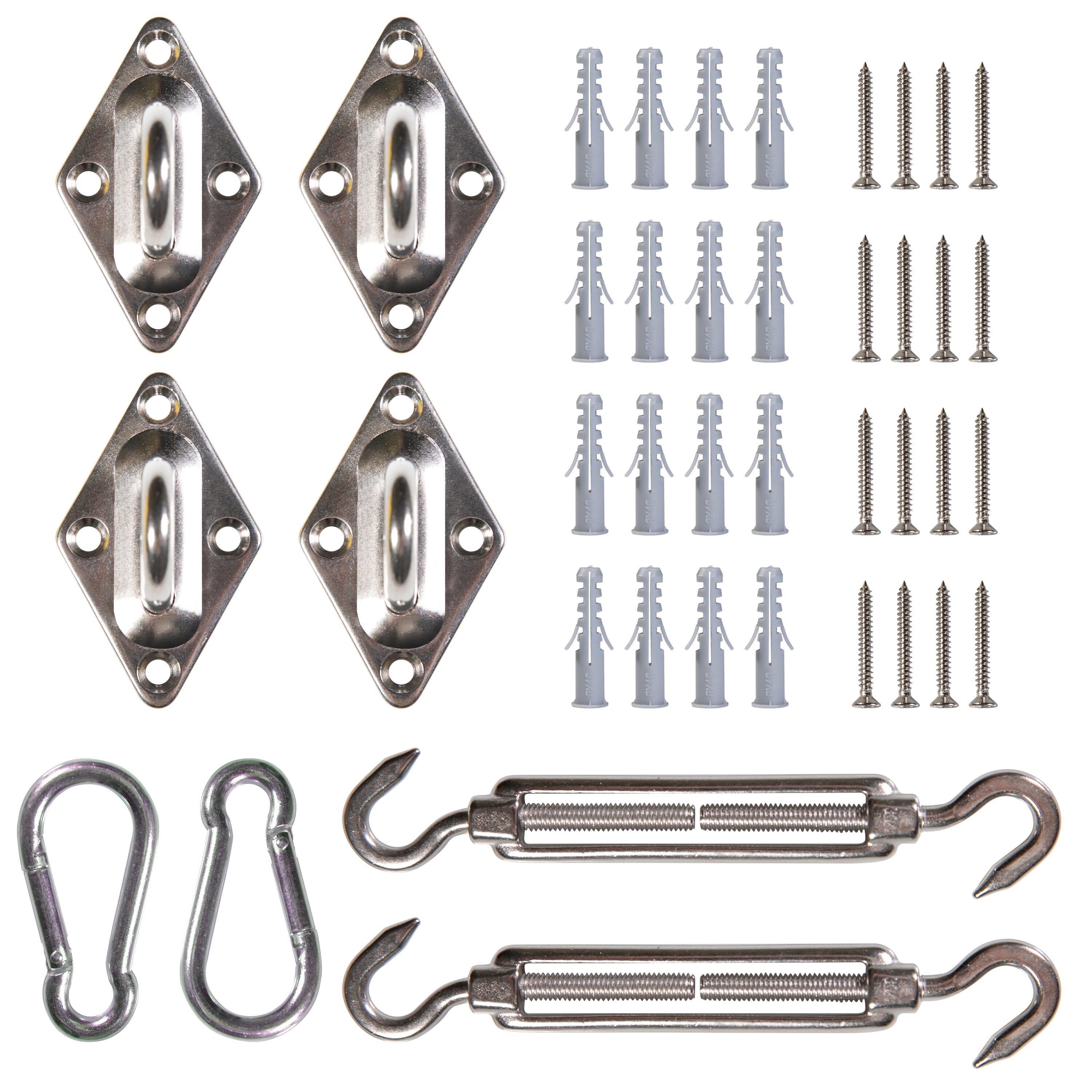 1500 LB Rectangle/Square/Triangle Sun Shade Sail Stainless Steel Hardware Installation Kit