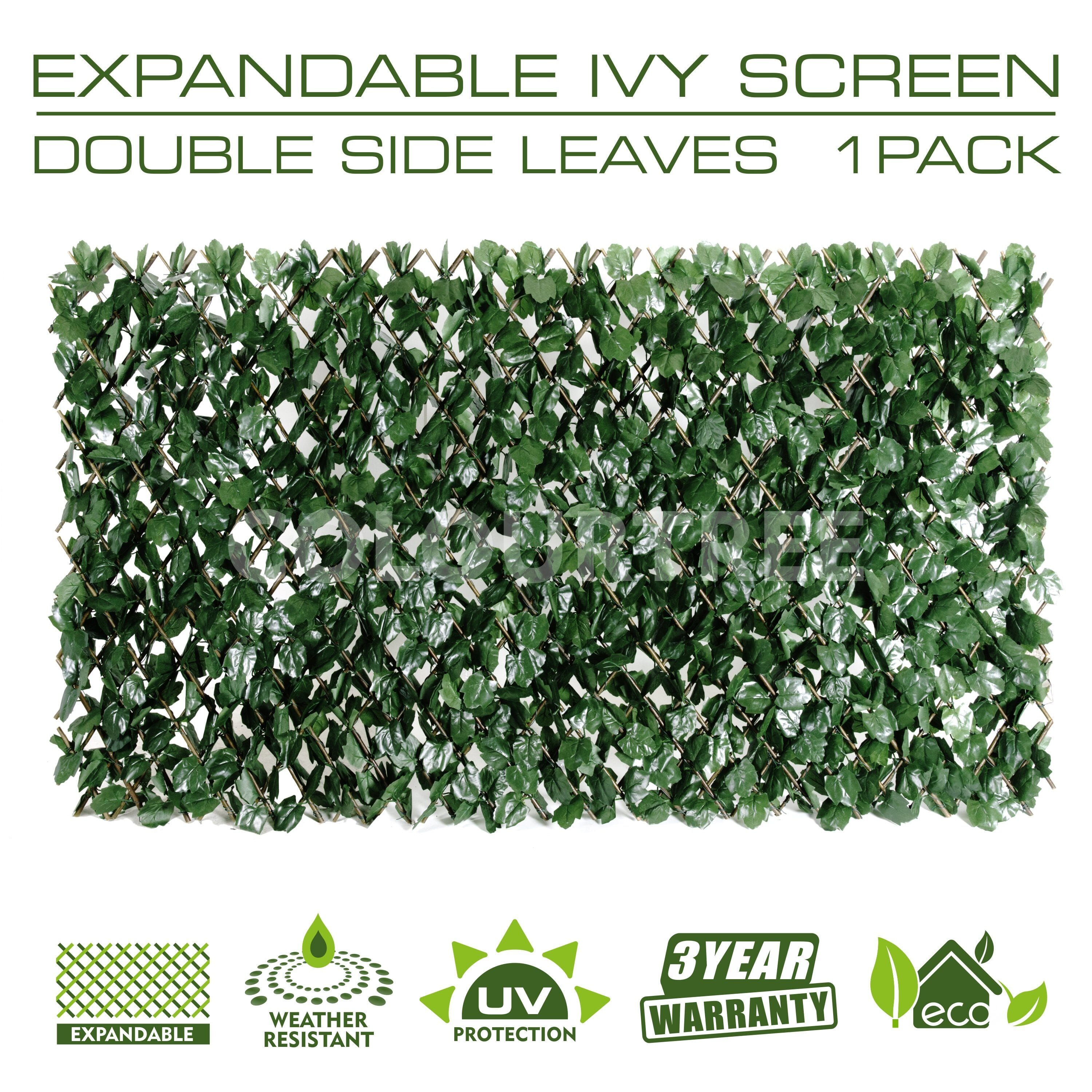 Expandable Faux Artificial Ivy Trellis Privacy Fence Screen