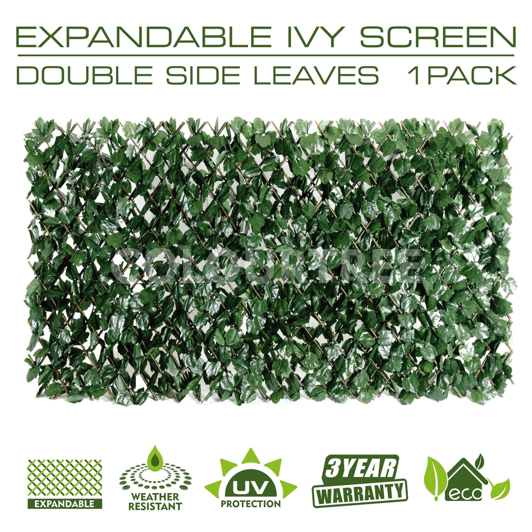 Expandable Faux Artificial Ivy Trellis Privacy Fence Screen  Single / Double Sided Leaves