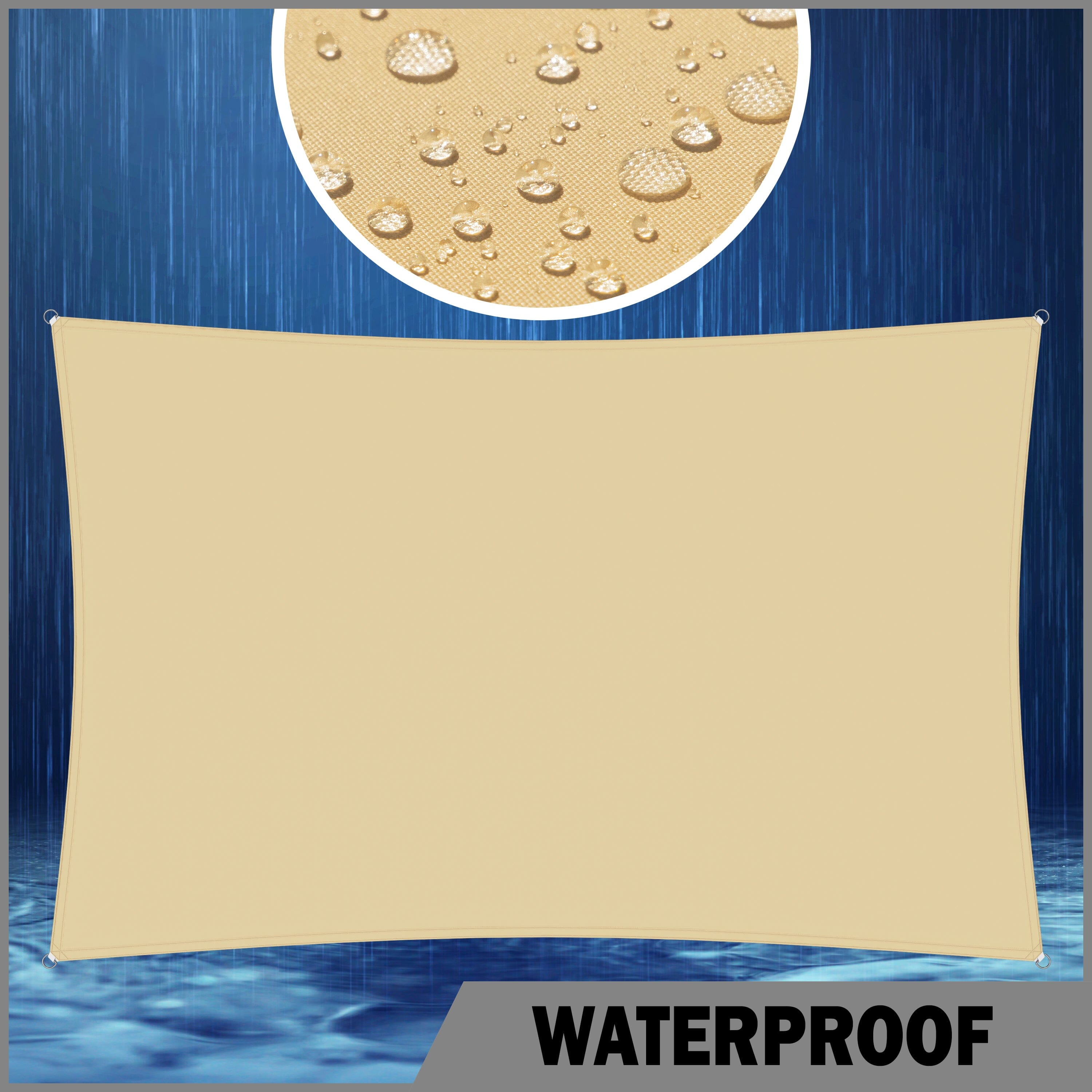 Waterproof Rectangle Sun Shade Sail Canopy, Commercial Grade 8 Colors ...